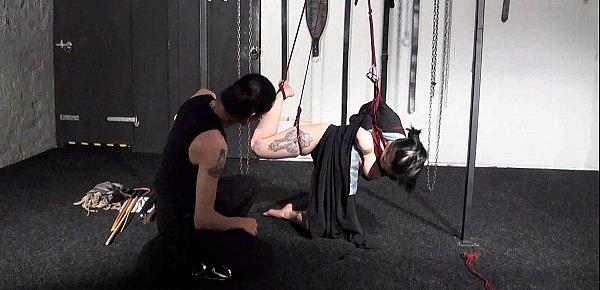  Asian bondage babe Devils whipping and suspension of young oriental fetish slave